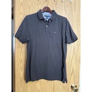 Tommy Hilfiger Polo Shirt Mens Size Large Gray Casual Short Sleeve